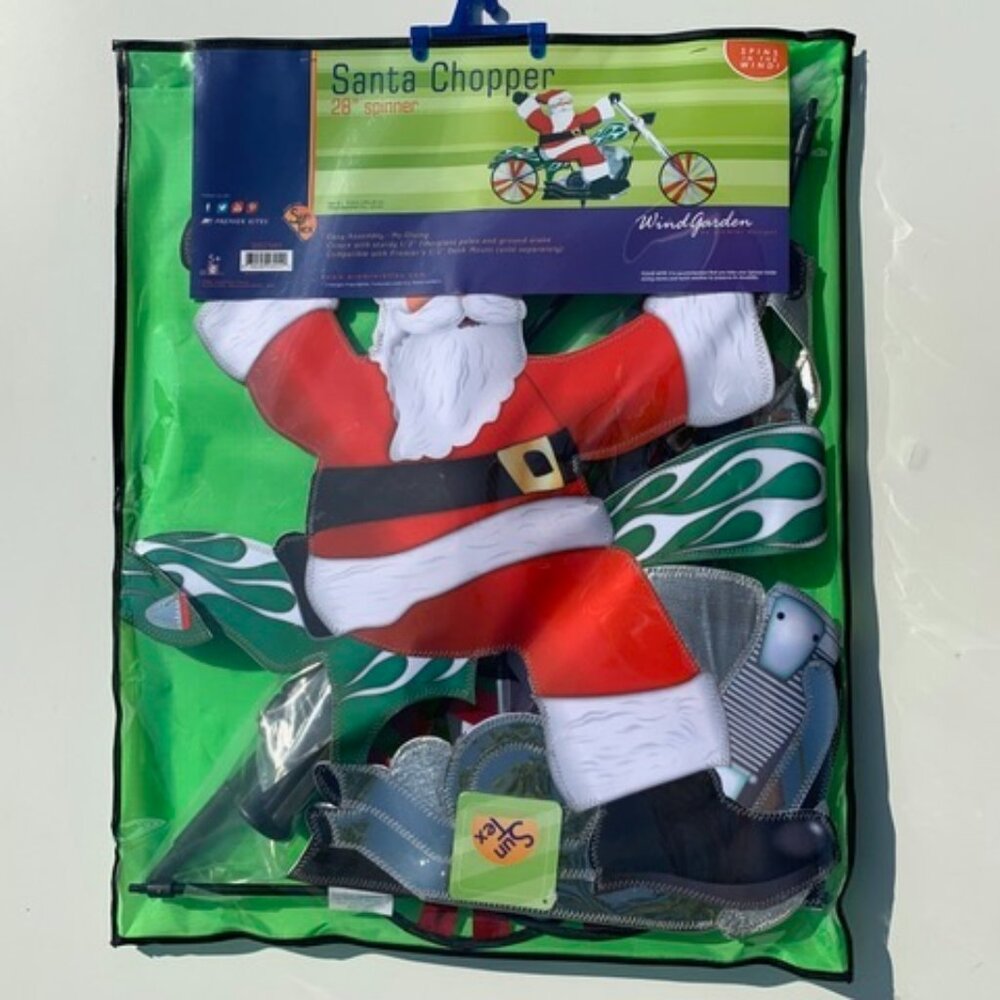 28 in. Chopper Motorcycle Spinner - Santa